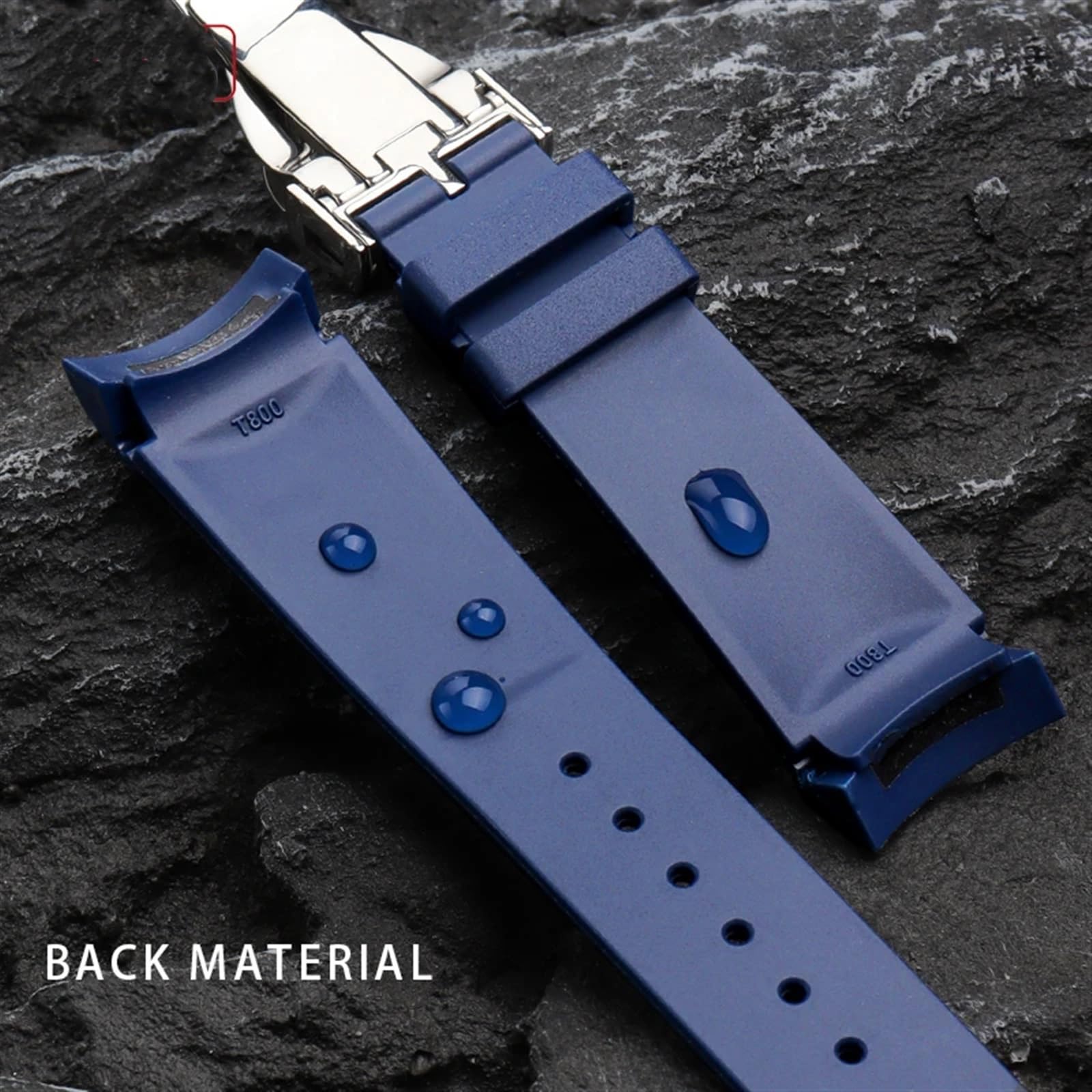 Gummi für Tudor Black Bay GMT Uhrenarmband, gebogenes Ende, Faltschließe, Blau, Rot, 22 mm Armband