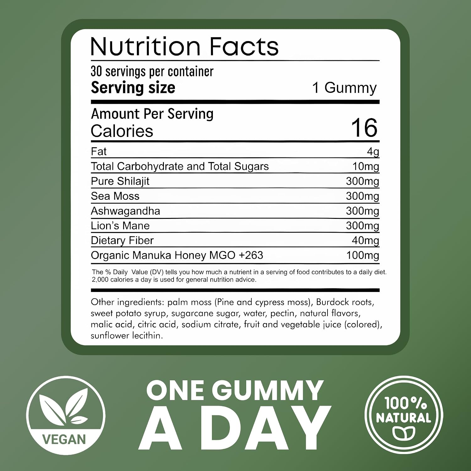 Cured 4 in 1 Gummies for Vitality with Pure Himalayan Shilajit for Men & Women, Lions Mane Mushroom, and Sea Moss Ashwagandha Supplements | Vegan & Non-GMO Neuropathy Supplements | Made in America
