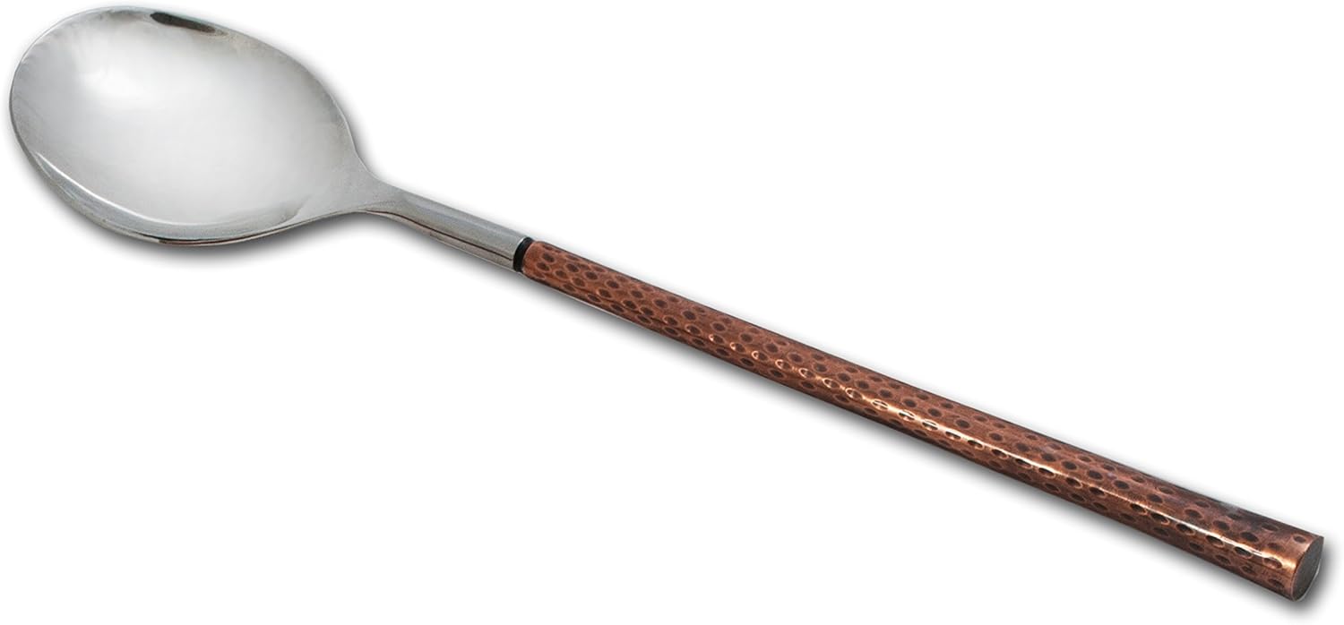 Arcata, Solid Serving Spoon, 12", S/S, Hammered Copper Handle, Each