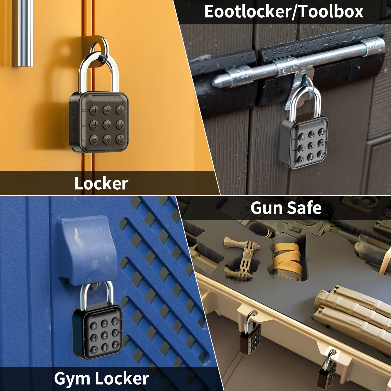 Zahlenschloss, Zahlenschloss für Spind, Schließfach & Gym Locker Lock – Hohe Sicherheit, einfach zu bedienen für Fitnessstudio, Schule, Reisen, Outdoor (Schwarz, 2 Stück)