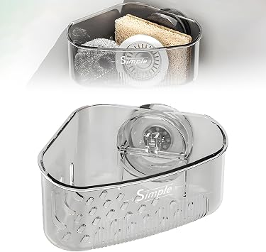 Sink Corner Sponge Holder, Suction Cup Sink Storage Rack, Kitchen Caddy Organizer White