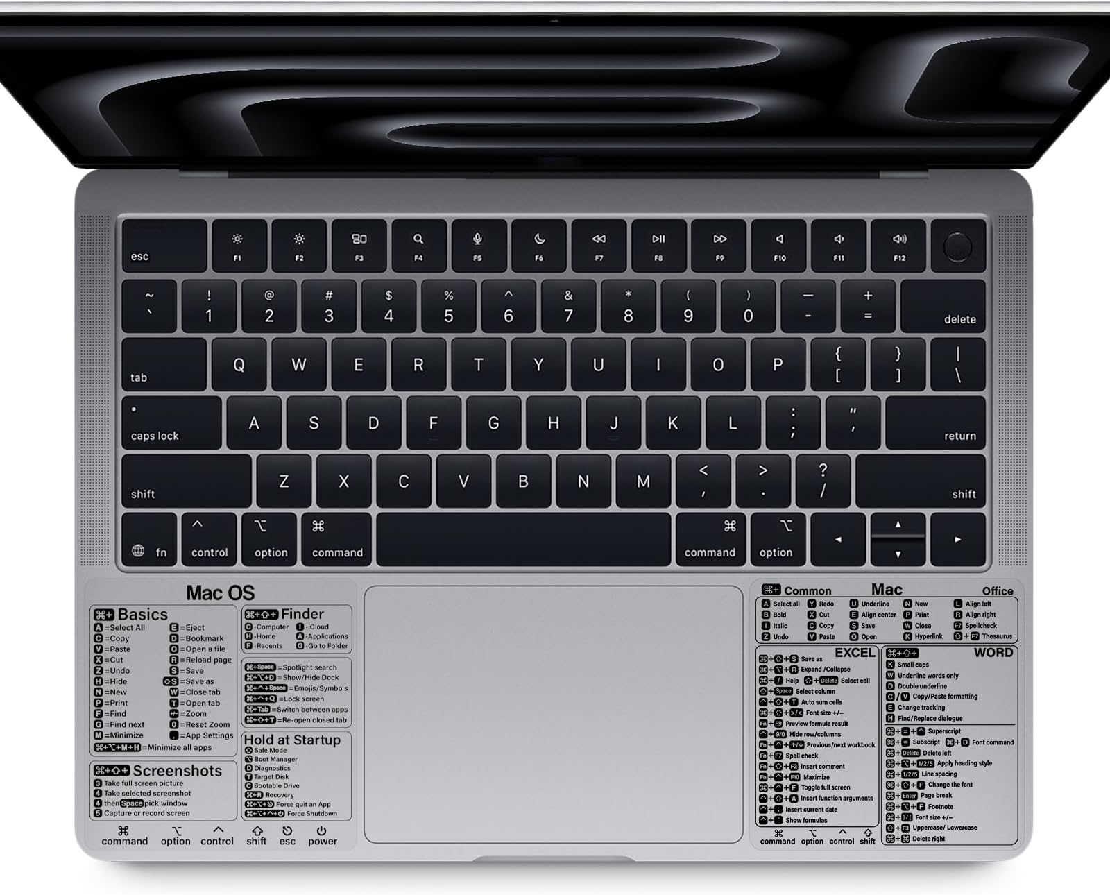 Mac Shortcut Sticker - Mac OS Shortcuts Sticker (M1+Intel) + Word/Excel, Laptop Keyboard Shortcuts Stickers for MacBook, Compatible with 13-16 Inch MacBook Air/Pro (Clear)