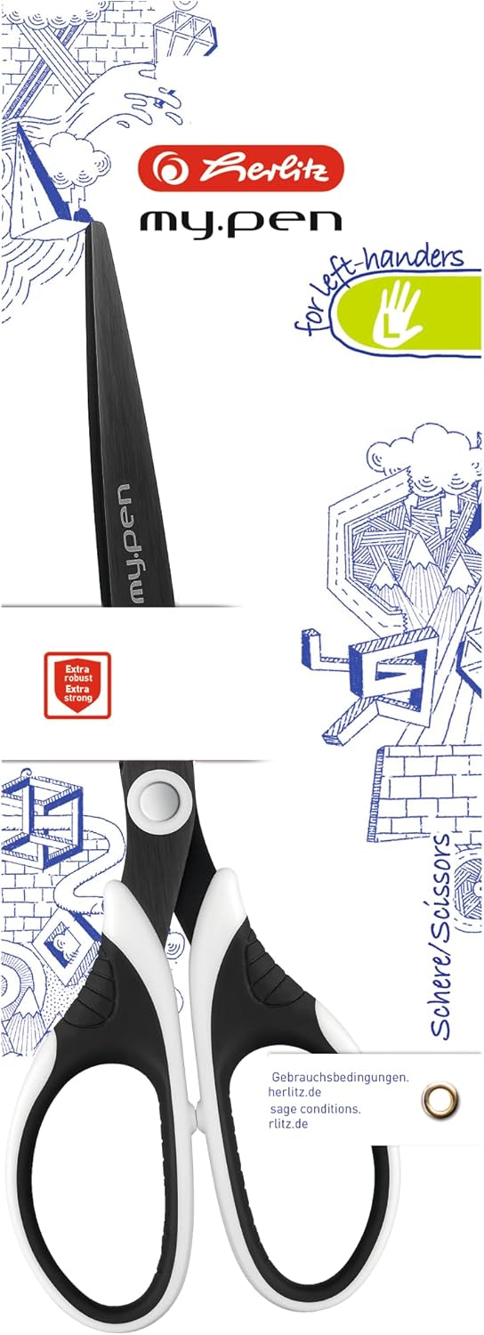 Herlitz Scissors for Left-Handed Users My.Pen, Black/White