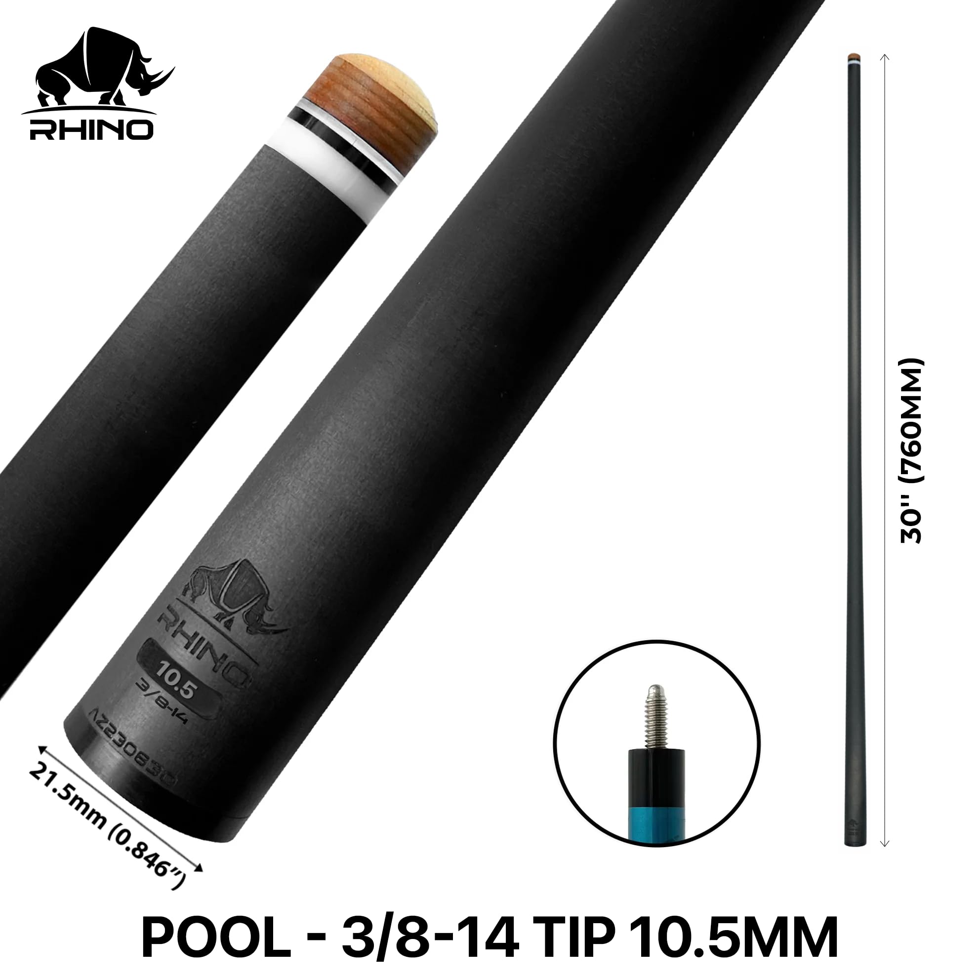 Amazon.co.jp: RHINO - 76.2 cm / 3/8-14 カーボン プールキュー