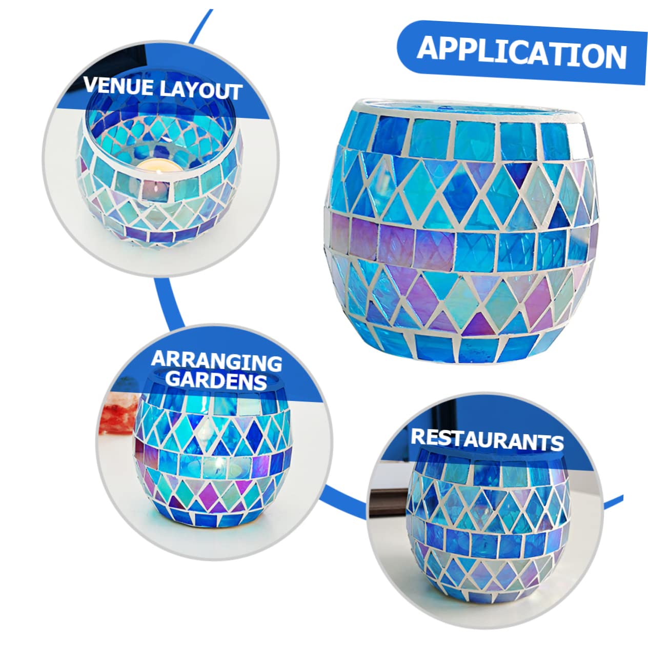 Amosfun Portacandele Design Unico e Raffinato in Mosaico Uso Prolungato Garantito Decorativo per Candele LED e Tradizionali per Ricevimento e Matrimonio