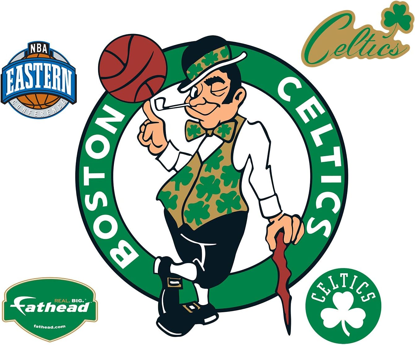 50% Off Discount Fathead NBA Boston Celtics Boston Celtics: Logo - Giant Officially Licensed NBA Removable Wall Decal - 62-62204