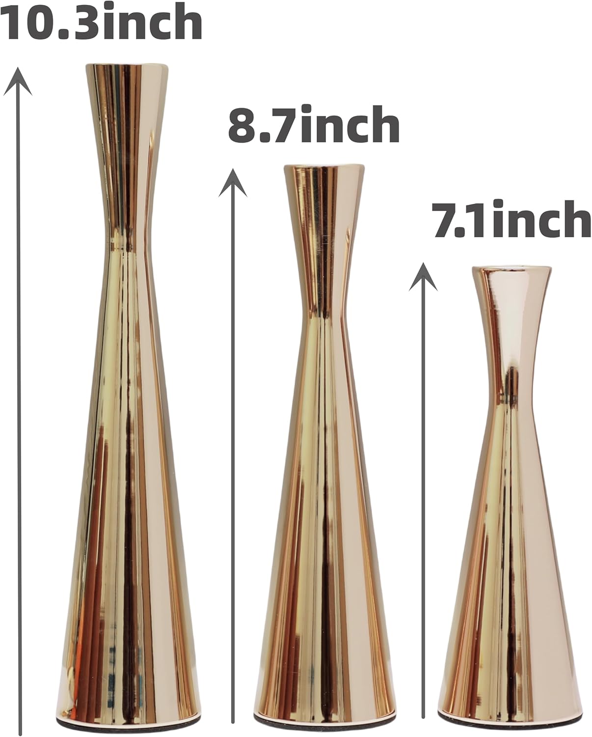 Taper Candle Holders Metal Candlestick Holders Set of 3 Table Mantel Decorative Candle Stand for Dinning,Party，Wedding,Home Decor(Gold) - Image 2