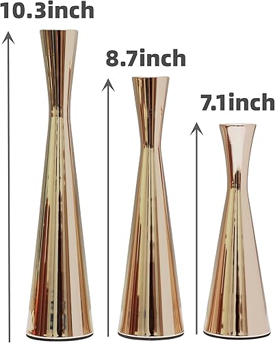 Miniatura 2 de Portavelas cónicos de metal, juego de 3 candelabros de mesa, mantel decorativo, soporte de vela para comedor, fiesta, boda, decoración del hogar