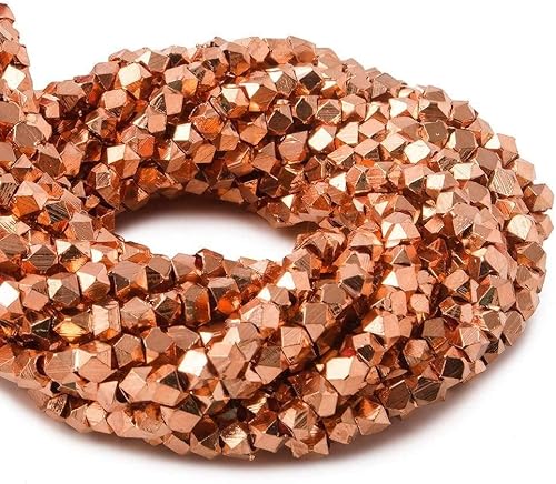 Miniatura 2 de 0.098x0.098 in cobre facetado pepita llano grano 8 pulgadas 83 cuentas