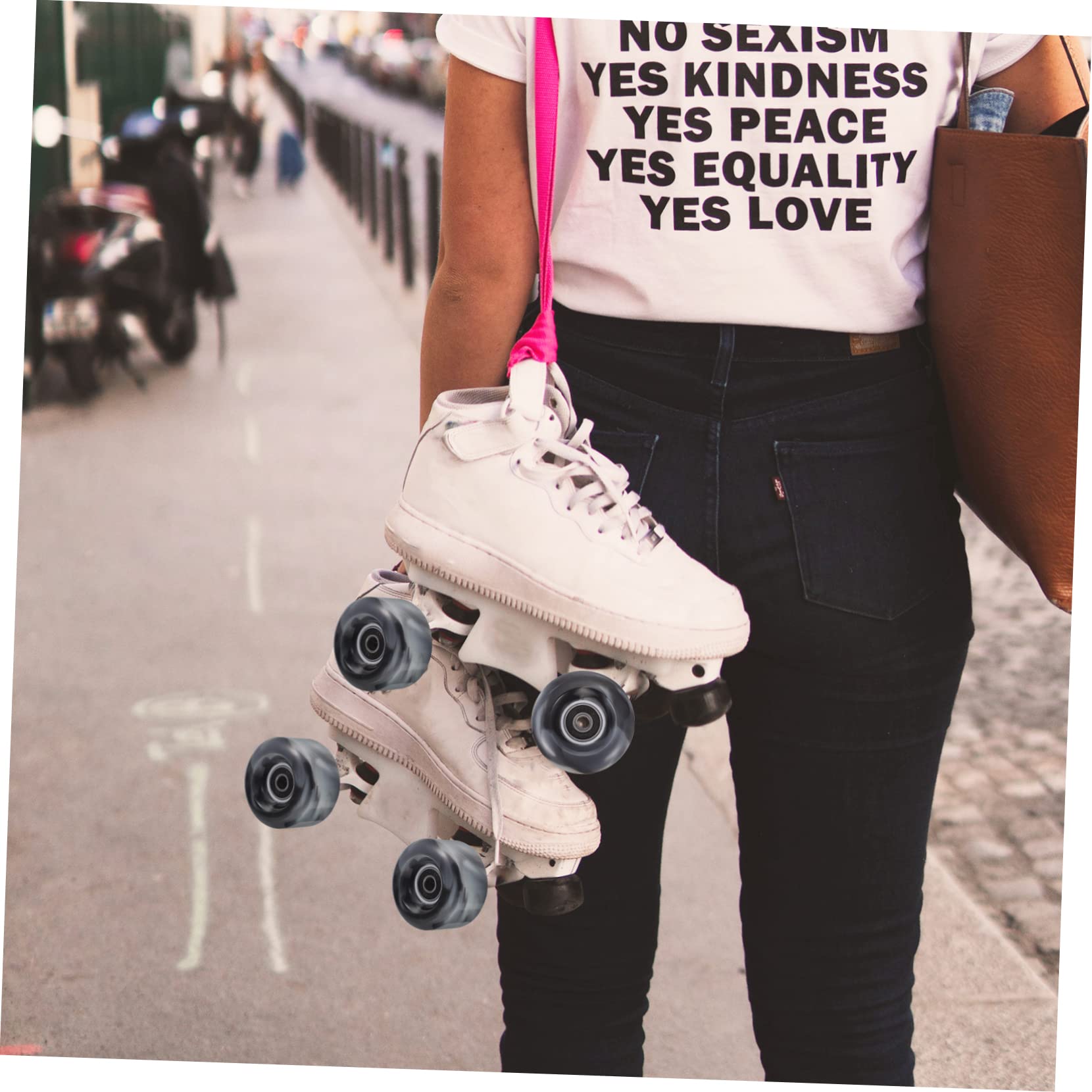 HANABASS Roller Skate Wheels Set 4pcs Skating Wheel High Grip for Rough Surfaces Skating