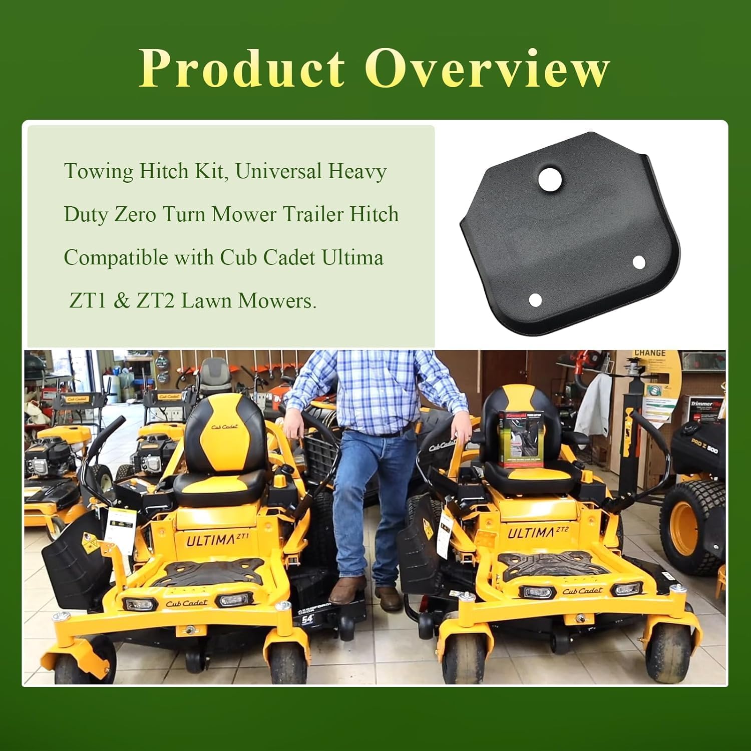703-12302-0637 Hitch Plate Fit for Cub Cadet Ultima ZT1 42 46 50 54 & ZT2 Lawn Mowers 703-12302 Zero Turn Mower Trailer Tow Hitch, Towing Hitch Kit, Universal Heavy Duty Zero Turn Mower Trailer Hitch