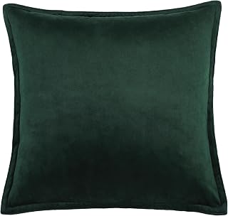 PiccoCasa Decorative Velvet Soft Cushion Covers 1PC, Square Solid Throw Pillow Covers for Sofa Couch Bedroom - 40x40cm/16x16 Inches Hidden Zipper Cushion Covers Dark Green