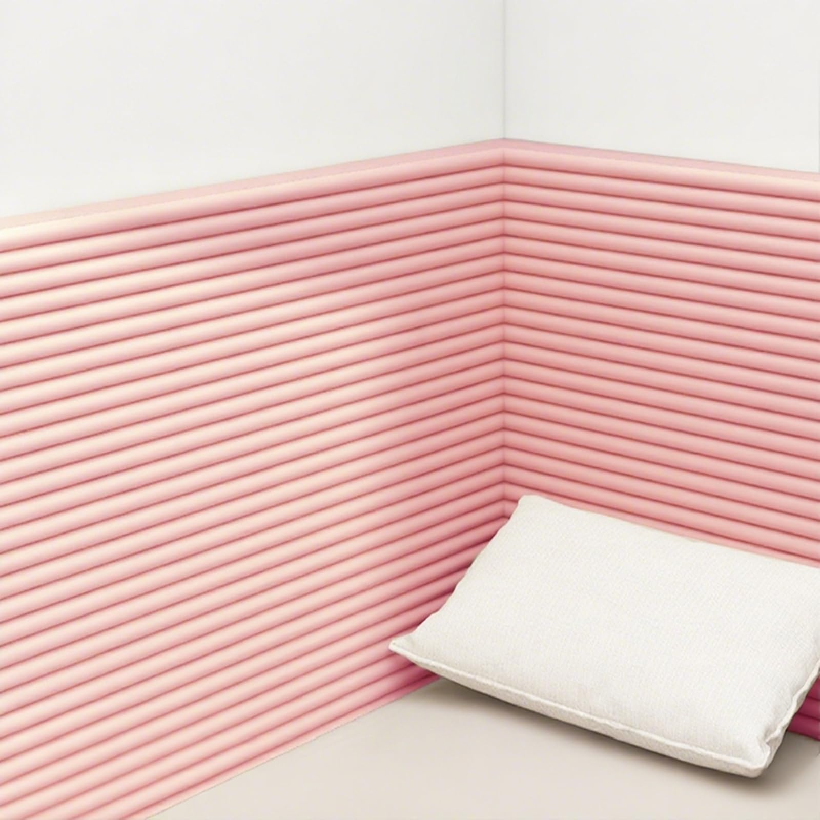 Wandpolster Kinderzimmer, Wandkissen Selbstklebend Anti-Collision, Wandpaneele Gepolstert 200cm, Wandschutz Bett, Rückenpolster Wand, Dicke 10mm, Kinderleicht Montierbar(Rosa,2pcs)