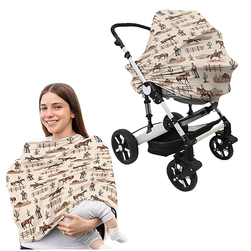 Miniatura 4 de Fundas de cesta de vaquero occidental para bebé, se adapta a la mayoría de cochecitos y asientos de coche de bebé, cactus para bebés, funda