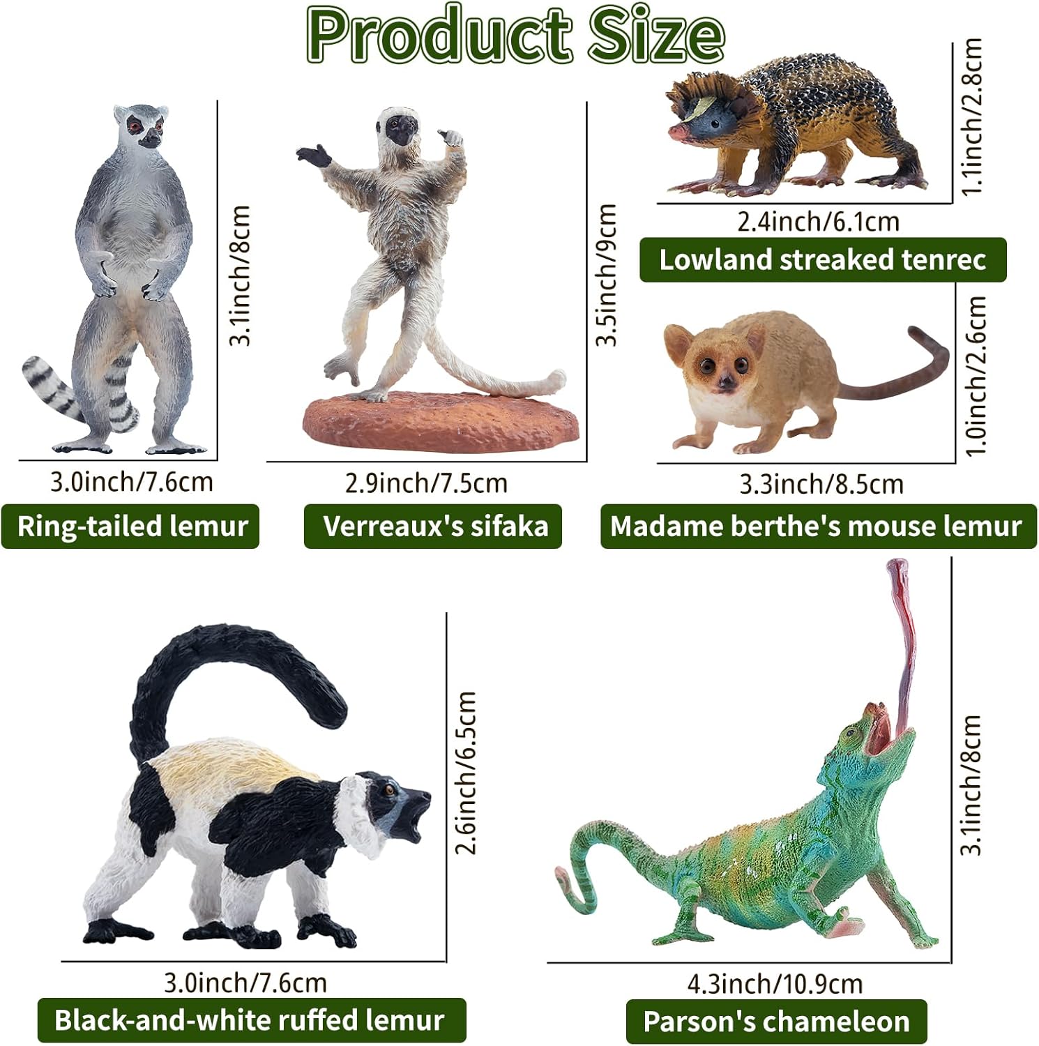Toymany 24PCS Madagascar Animal Figurine and Frog Toy Figures Set, Plastic Jungle Animals Toy for Kids Adults