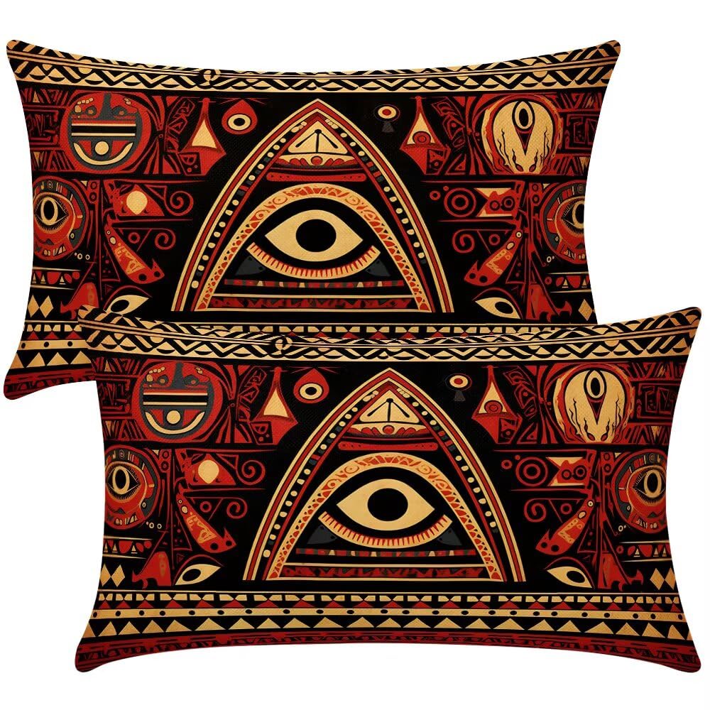 Cushion Covers 40cm x 70cm Boho Cushion Cover 16 x 28 Inches Pack of 2 Throw Pillow Covers Retro Sofa Cushions Polyester Linen Decorative Pillowcases for Couch Living Room Bedroom Home Decor -SC413