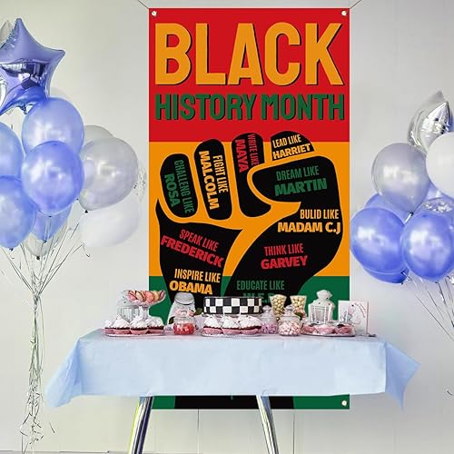 Miniatura 6 de Nepnuser Cubierta de puerta del mes de la historia negra afroamericana, decoración de fiesta nacional afroamericana, puño de poder, escuela, aula,