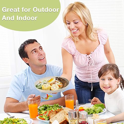 Miniatura 7 de Mfacoy Paquete de 6 platos llanos irrompibles, platos de paja de trigo de 6.9 pulgadas, platos de plástico profundo reutilizables, platos de