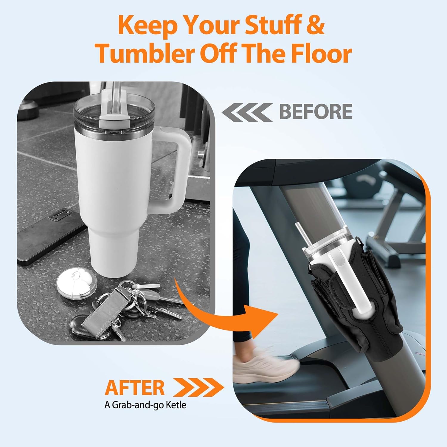 Magnetic Water Bottle Carrier Bag for Stanley Cup 30 oz Tumbler with Handle, Tumbler Bag with Strap, Gym Bag for Men and Women, Black - Image 5