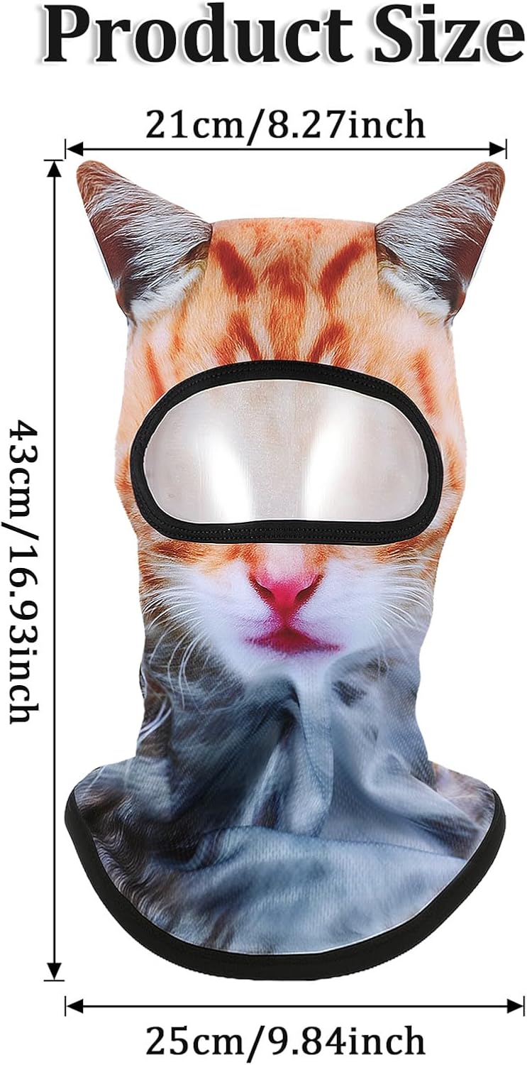 Cat Ski Balaclava 3D Sheisty Face Mask with Ears, Cute Windproof Animal Cover for Skiing Cycling Parties Music Festivals Raves Halloween Party Outdoor Activities - Image 2