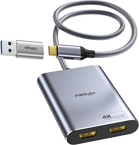 Divisor USB C a HDMI dual pantalla extendida, adaptador USB 3.0 a monitor dual 4K60Hz para Mac M1 M2 M3, adaptador DisplayLink para monitores duales