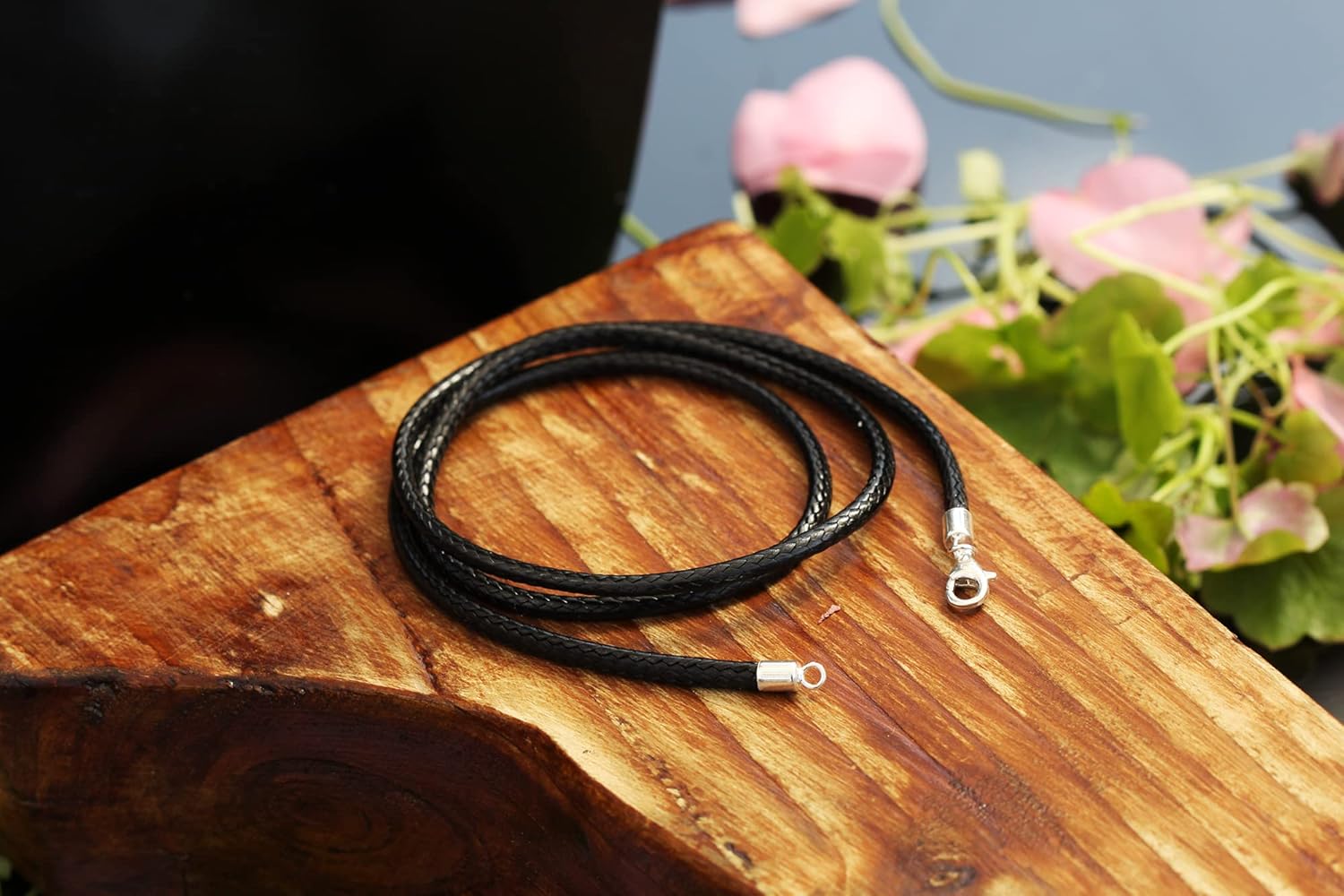 Findout 3mm black Waterproof Braided Leather Necklace With 925 Sterling Silver Lobster Clasp Unisex Wax Rope Chain Necklace For Men Women 14-36inch - Image 2