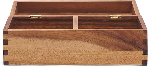 Vista 5 de Ironwood Caja de recetas de madera de acacia gourmet, compartimento doble, para tarjetas de 3 "x 5