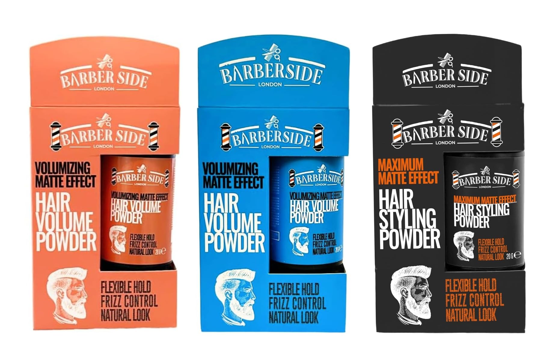 Ican Barber Side London Hair Styling Powder Set, Volumizing Matte Effect, Texturising, 20g, 3 Pack, White, 20 g (Pack of 3)