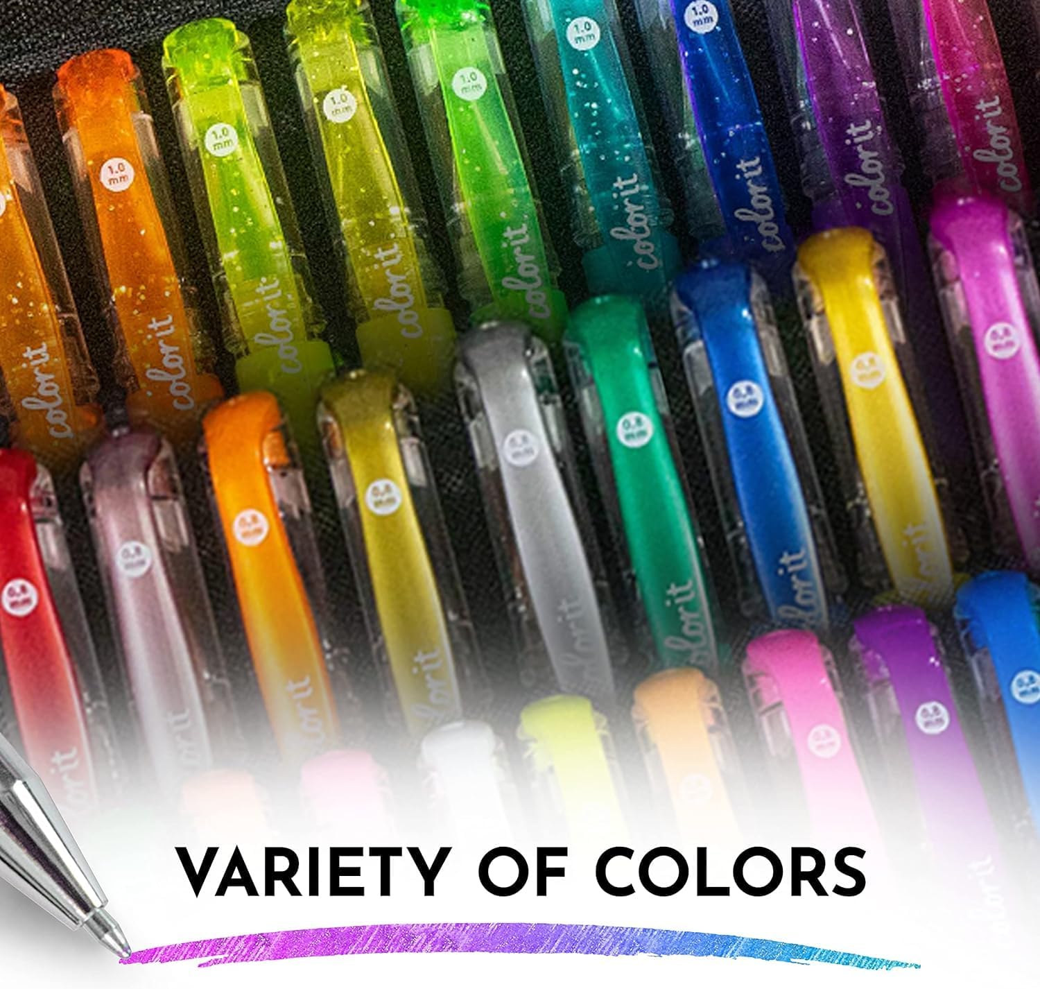 ColorIt Glitter Gel Pens For Adult Coloring Books 96 Pack With Mandalas Volume VI,