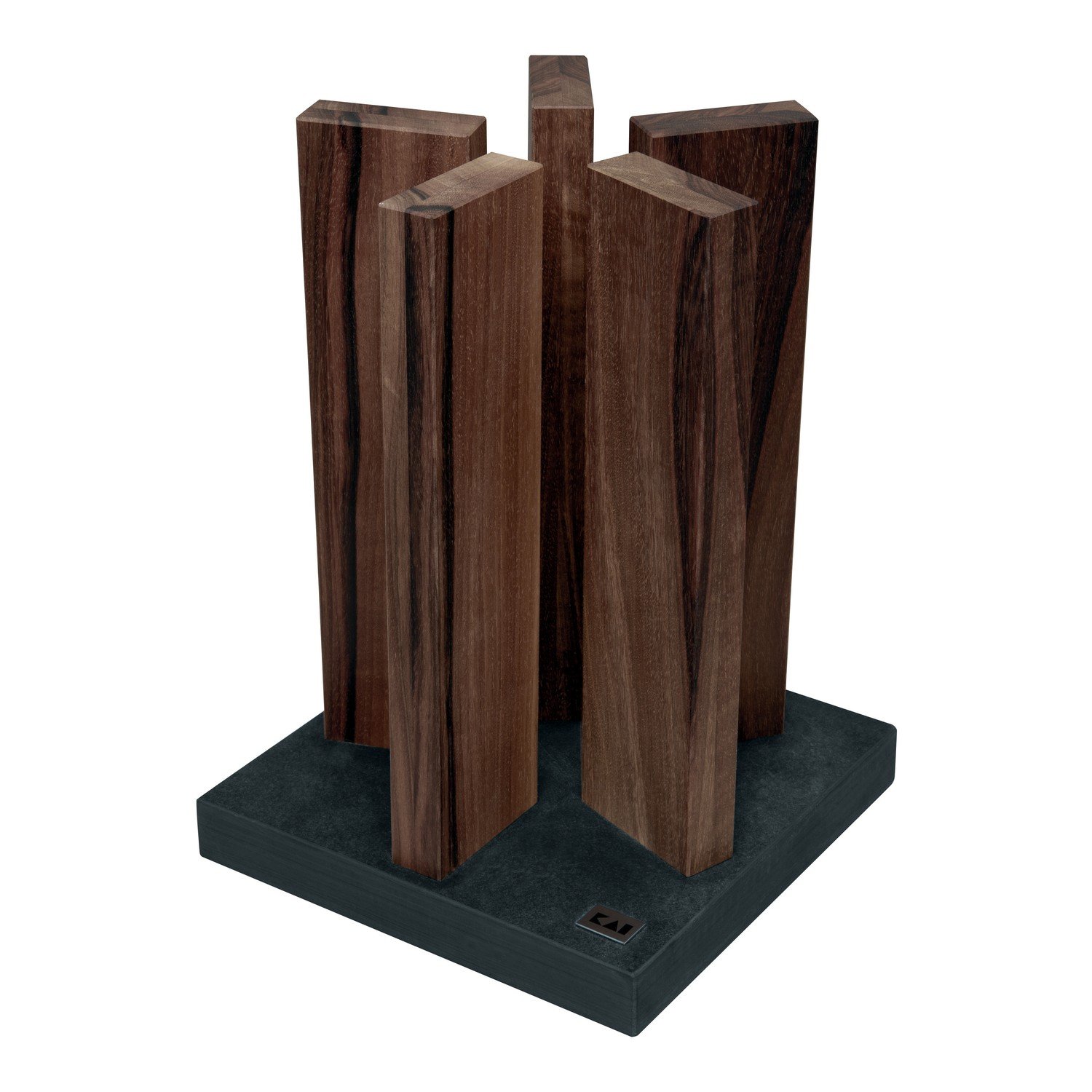 KAI blocco portacoltelli magnetico Stonehenge in legno di noce con base in granito - Legno premium - Spazio per 10 coltelli - Dimensioni 21 x 21 x 28-30 cm