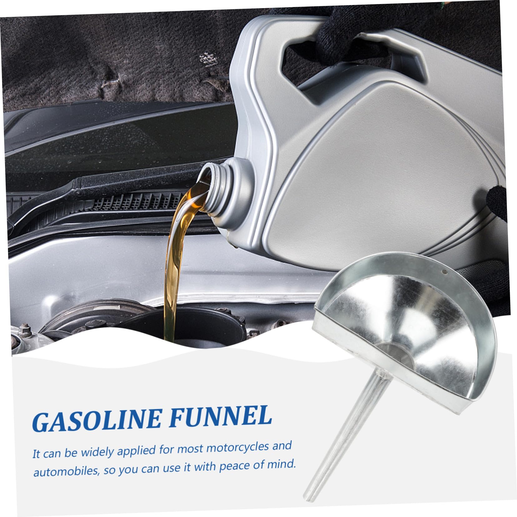 HANABASS Imbuto Carburante Auto Moto in Ferro Zincato con Filtro Acciaio Resistente Inclinato Antigoccia Tubo per Riempimento Benzina Diesel Sicuro e Durevole