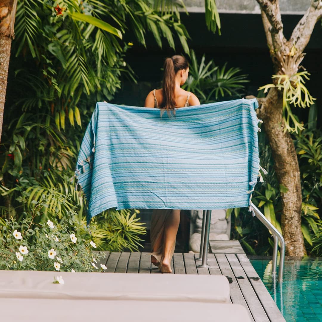 Cacala Pestemal Turkish Beach Towel Highly Absorbent Quick and Easy Dry Soft and Comfortable for Bath, Spa, Pool, Gym and Yoga 100% Cotton 37 x 70 - Image 2