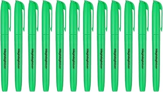PATIKIL Green Highlighter, 12 Pack High Lighters No Bleeds Highliters Pens | Neon Clear View Bright Quick Dry Pocket Marker Pen Sticks Chisel Tip Cute for Books Office Adults Classroom