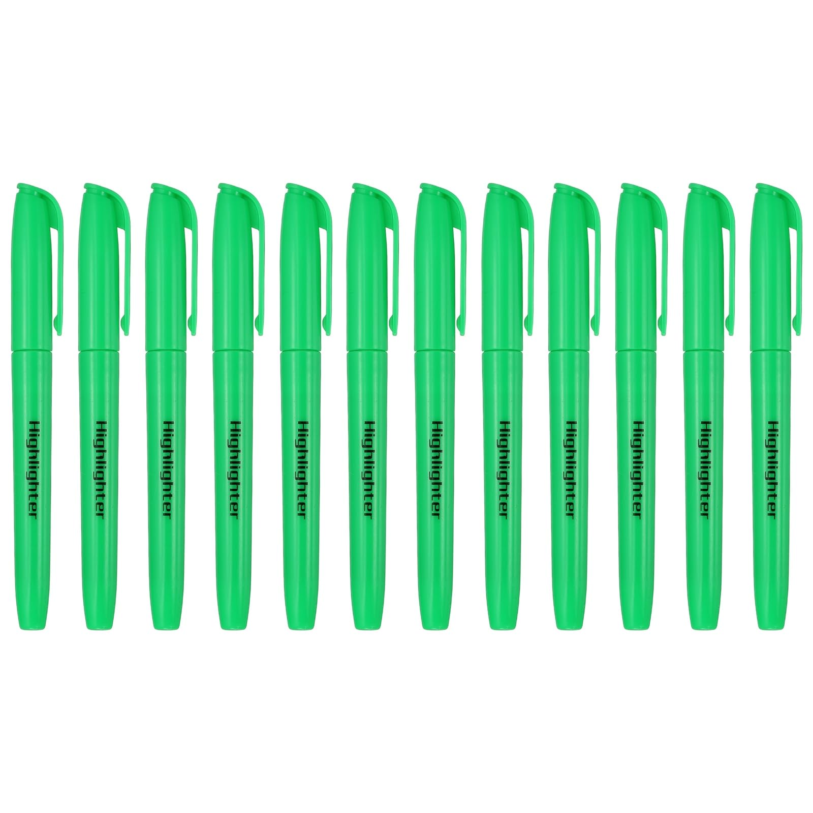 PATIKIL Green Highlighter, 12 Pack High Lighters No Bleeds Highliters Pens Neon Clear View Bright Quick Dry Pocket Marker Pen Sticks Chisel Tip Cute for Books Office Adults Classroom