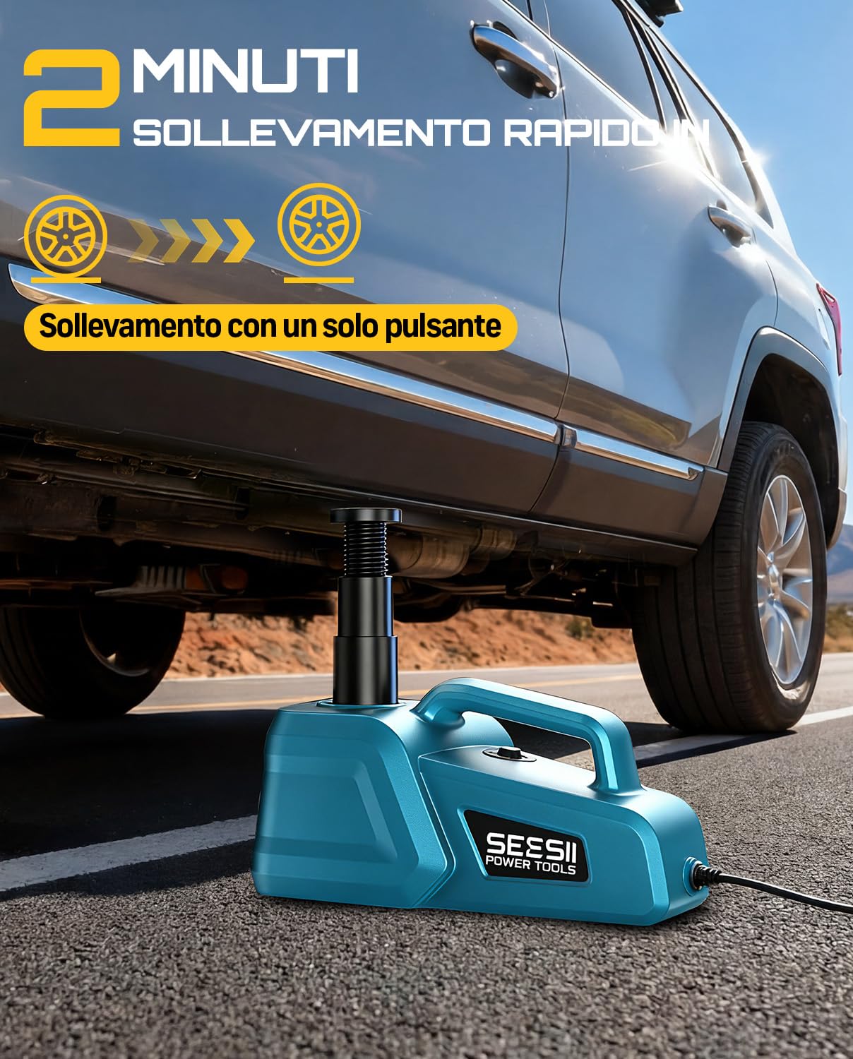 SEESII Cric Hydraulique 5-Tonnes 3-Tonnes: 12V Cric électrique Voiture avec télécommande, 15.5-45 cm d'amplitude de Levage, pour Voiture/SUV/Camion, Changement de pneus et Réparation de Garage