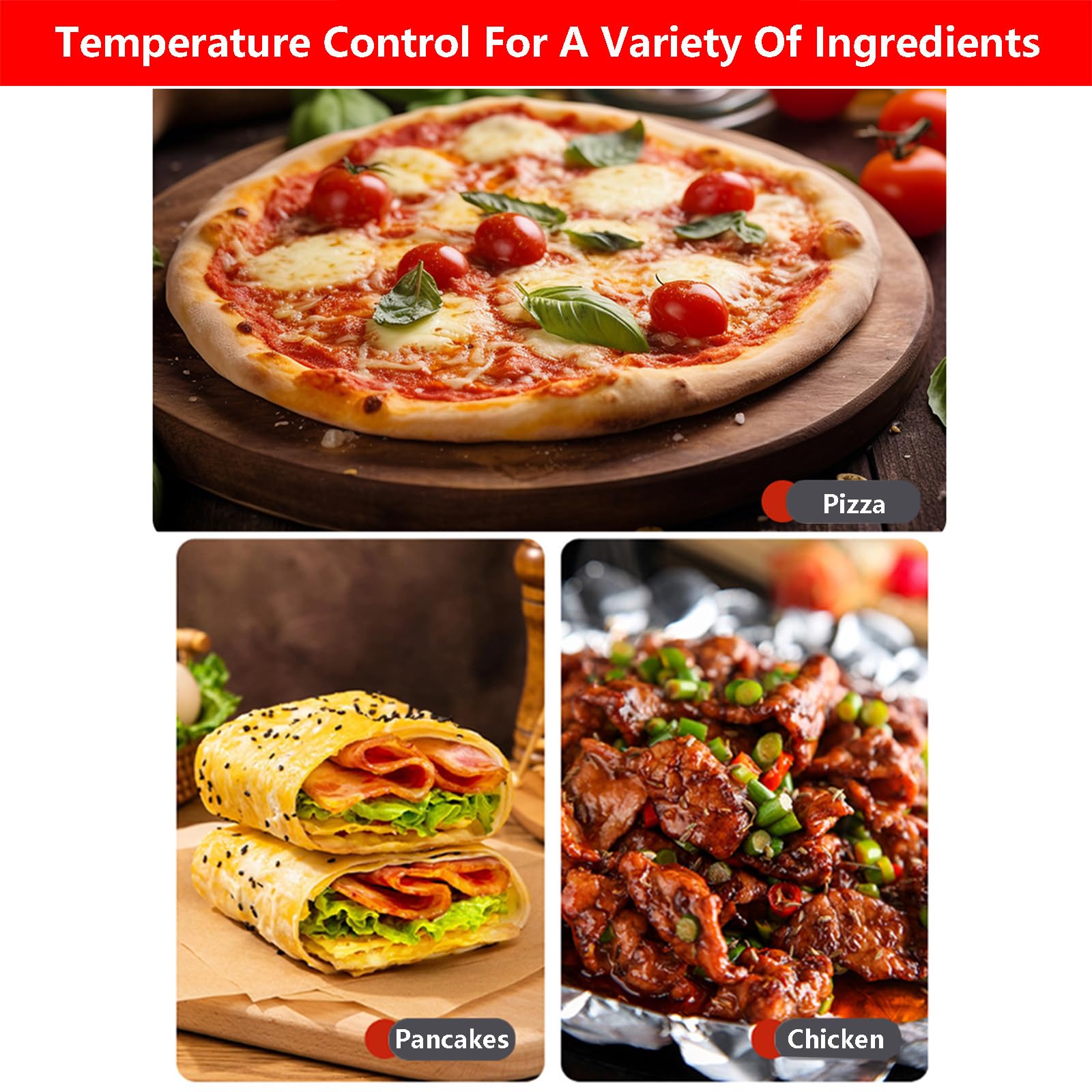Horno De Pizza Portátil Y Máquina para Hacer Pan, Temporizador De 0 A 15Minutos | Hornos Antiadherentes para Hornear Pizza De 0 A 450℃ | Bandeja De 12"/31Cm, Horno De Pizza Profesional