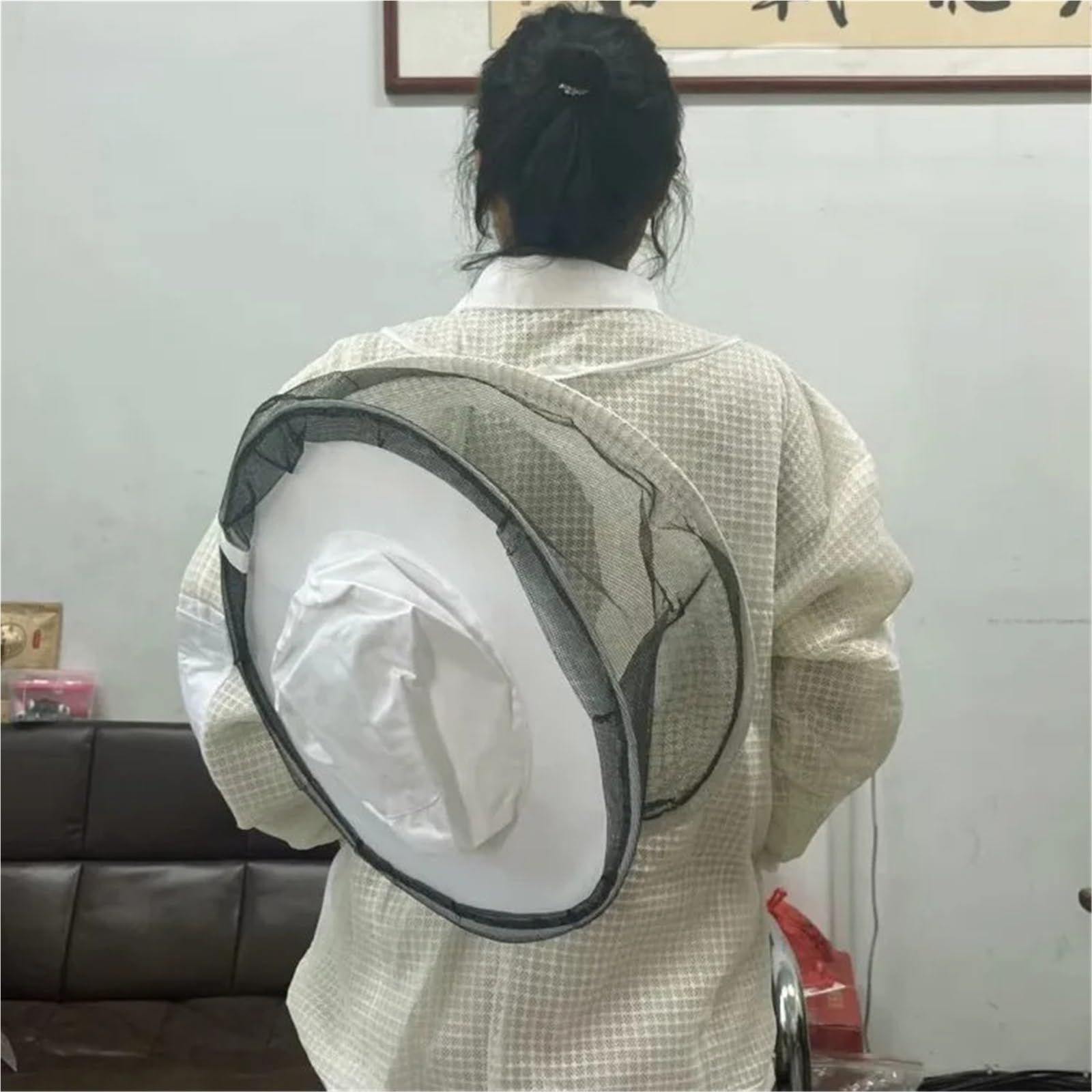 Traje de apicultor Profesional Ropa de apicultura medio cuerpo algodón transpirable, gruesa y antipicaduras 3D(White,XXL)