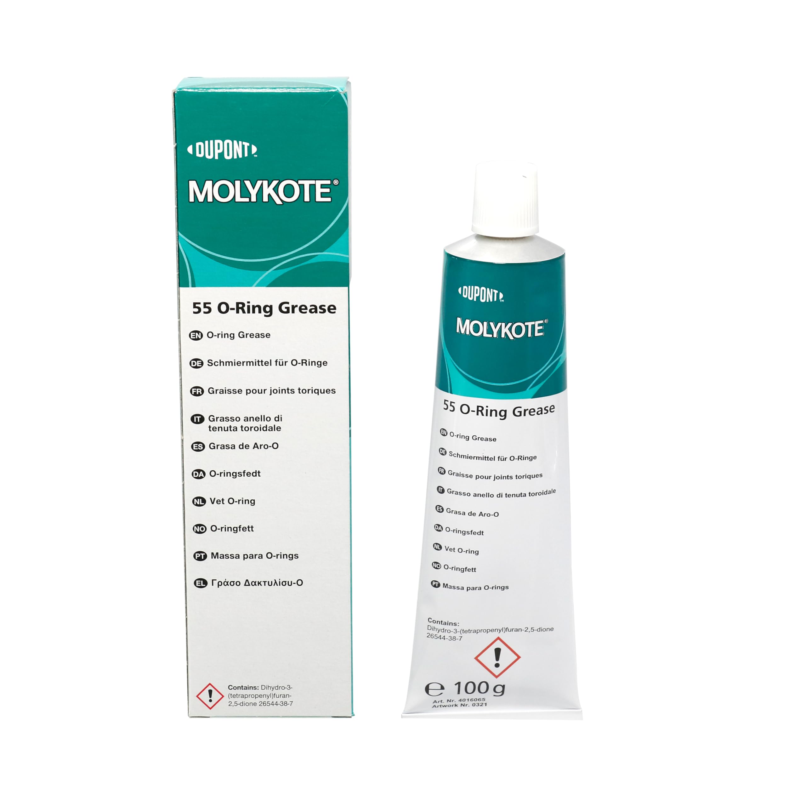 Molykote 55 O-Ring Grease 100g Lubrificante per Sigillatura O-Ring in Gomma Valvola Sistema Pneumatico Resistente al Calore e Ossidazione Off-White Applicazioni Industriali