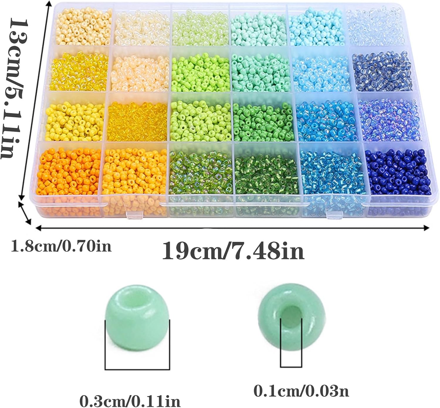24 Compartment Glass Beads Organizers Set with Multiple Color Resin for Jewelry and Craft Projects Storage Organizers