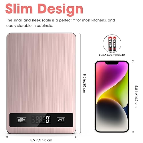 Miniatura 5 de Báscula de alimentos, báscula digital de cocina de 11 libras, pesa gramos y onzas para hornear, cocinar y preparar comidas, graduación precisa de