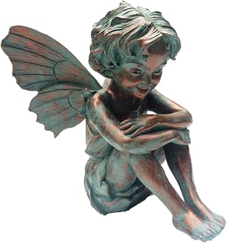 HomeStyles Caroline Fairy 96108 Large Sitting Statue Bronze Patina, 12" H