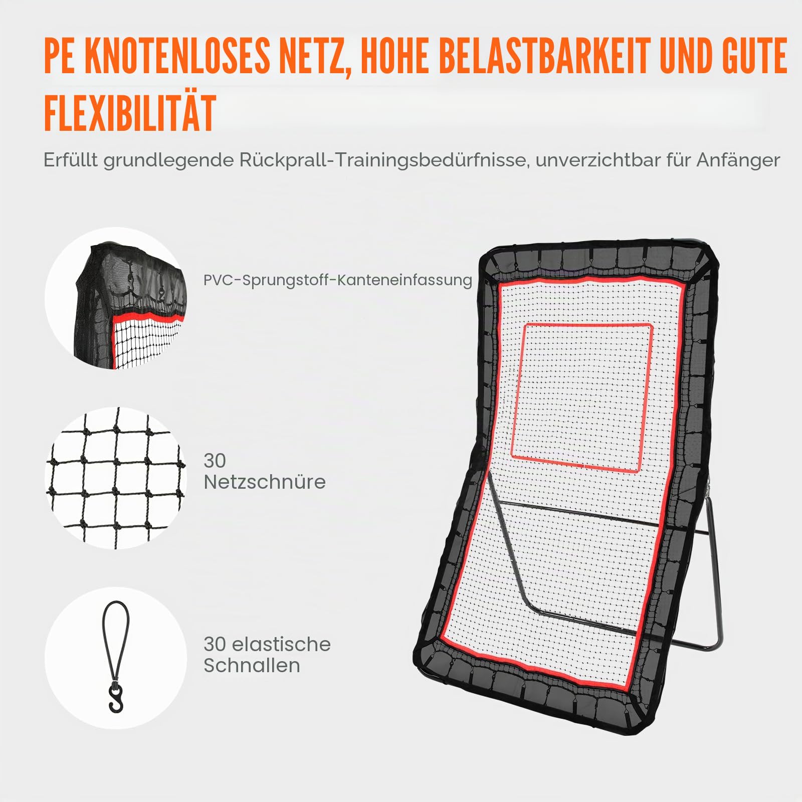 VEVOR Lacrosse Rebounder für Hinterhof, Volleyball-Rückprallnetz, Pitchback-Throwback-Baseball-Softball-Rückkehr-Trainingsbildschirm, verstellbarer Winkel, Schießübung, Trainingswand mit Ziel