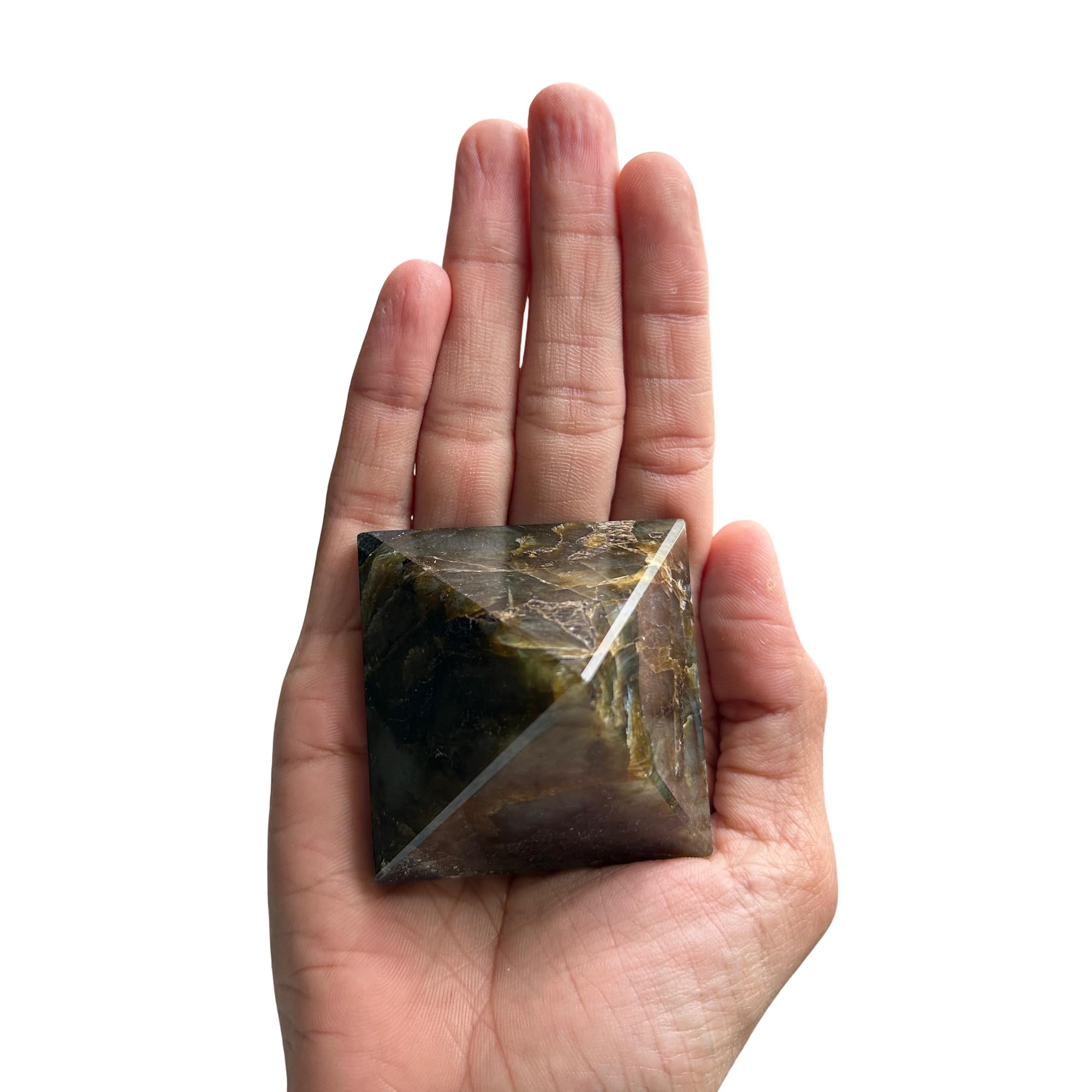 Serein Labradorite Crystal Pyramid for Vastu 100-120GM Triangle Shape Natural Stone 2" Inch for Positive Energy, Vastu, Reiki, Feng Shui and Chakra Healing Energy Balancing 1