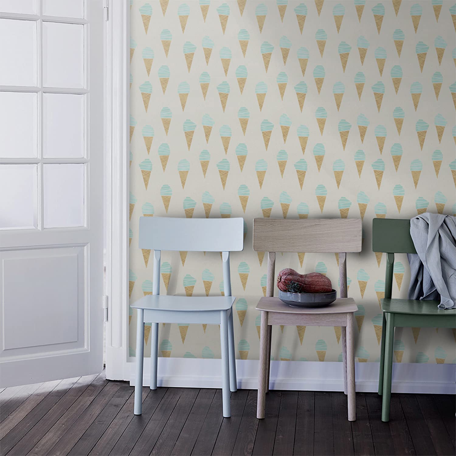 Papiers peints meuble et chambre Coloray cornet de glace 104x70cm tapisserie murale latex