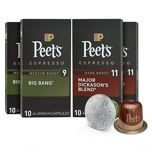 Miniatura 11 de Peet's Coffee, Paquete variado de cápsulas de espresso de tostado medio, compatible con máquina original Nespresso, intensidad 8-9, 40 unidades (4