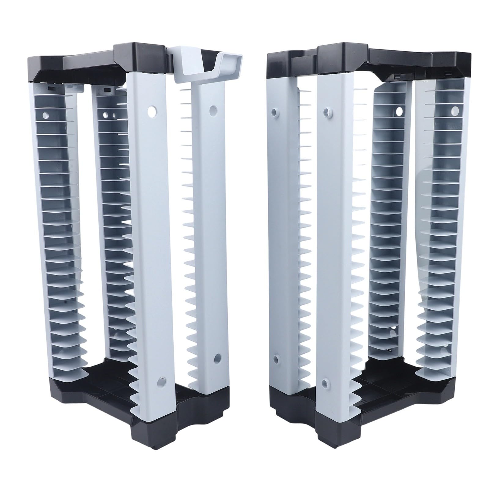 Torre portaoggetti bianca per videogiochi, organizer per console in ABS, per 46 giochi, con supporto per controller, mensola da gioco compatta per camera da letto e soggiorno