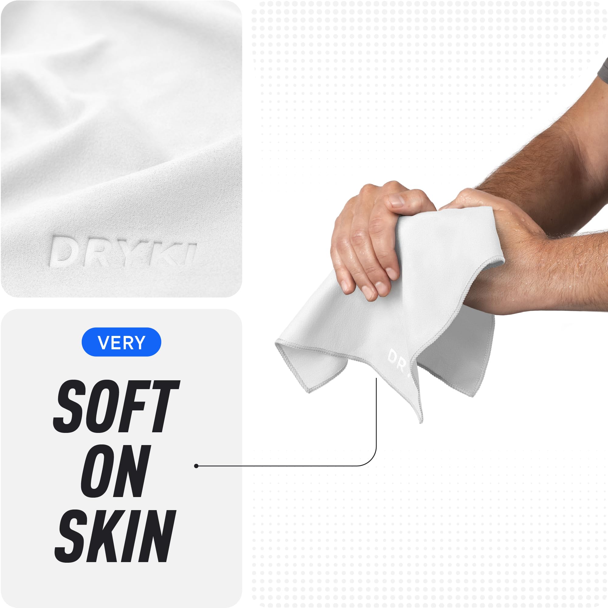 DRYKI Schweißtücher im Taschenformat – die originalen schweißabsorbierenden Taschentücher – schnell trocknende Mikrofaser-Schweißlappen für Gesicht, Hände und Körper – Männer und Frauen