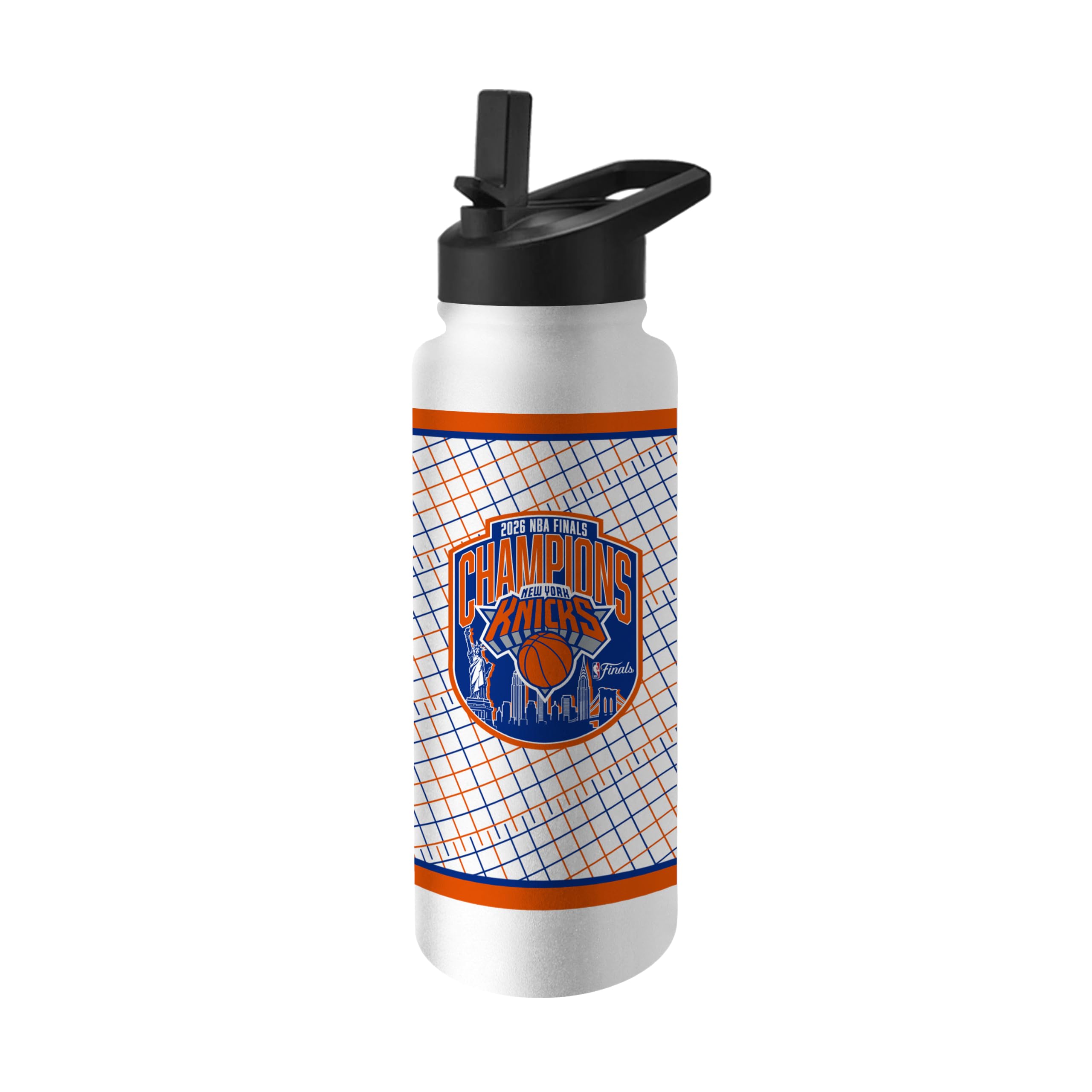 Logo Brands Team Color New York Knicks Nba Finals Champions 34 Oz Quencher Water Bottle – Built-In Straw, Official Nba Finals Champs Logo