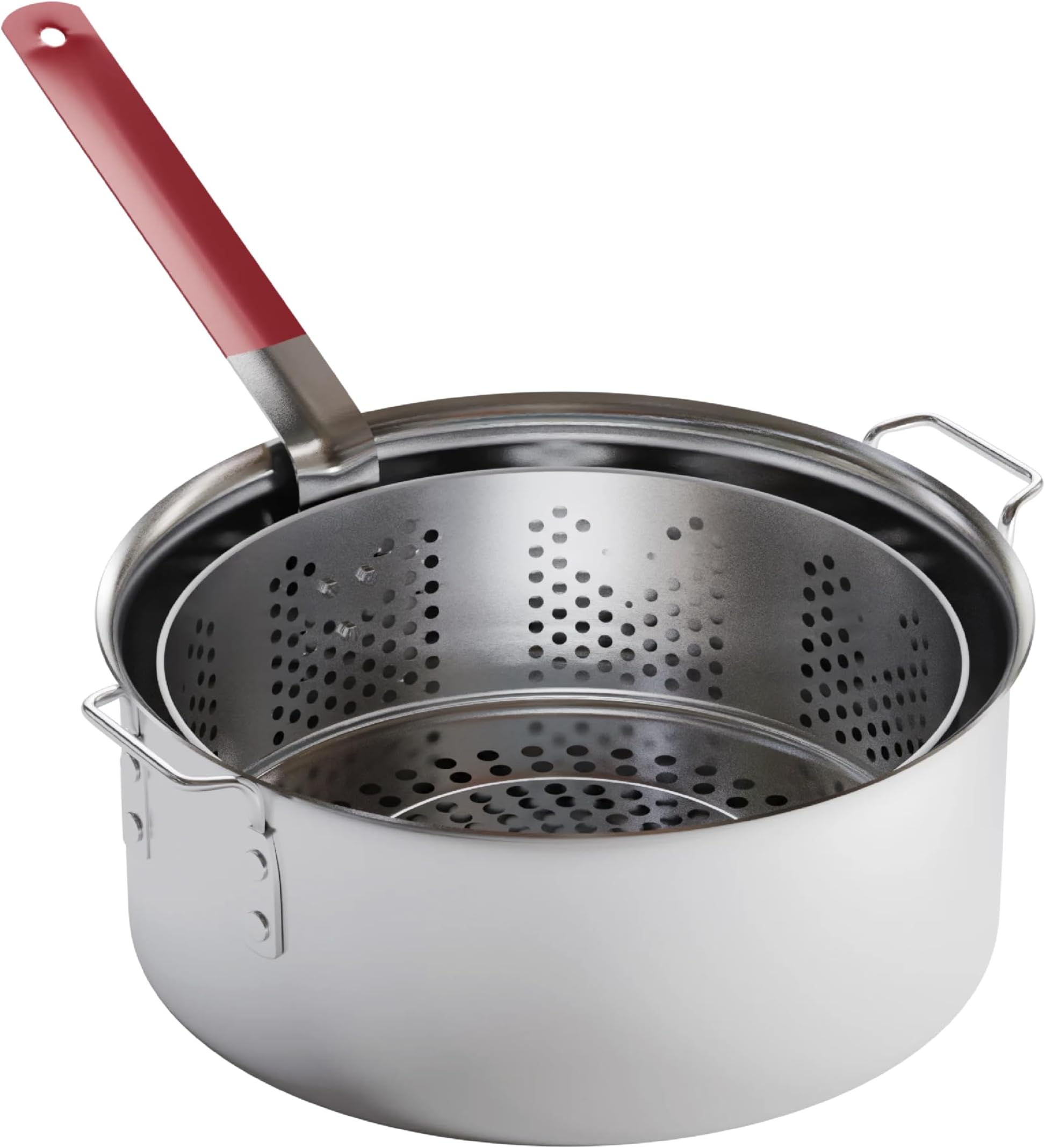 GASONE Gas One Aluminum Cooking Pot Deep Fryer with Basket – 10QT Aluminum Fry Pot with Easy Grip Handle – Durable Food Grade Outdoor Fryer with Perforated Strainer Basket – Ideal for Seafood, Chicken
