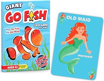 Arizona GameCo Giant Go Fish Card Game for Kids and Families Play Go Fish and Old Maid Large 5x7in Cards Adorable Animal Art a Fun Gift idea for Boy/Girl a Family Game for Ages 4+